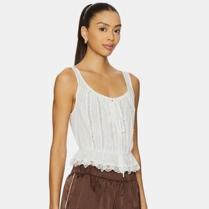 Free People Alana Lace Tank Top Clean Ivory White Size M NWT Style OB2228950